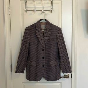 Everlane ReWool 80’s Blazer, Size 0, Blue/Brown Houndstooth
